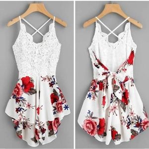 Super Soft Floral Romper, Racer Back